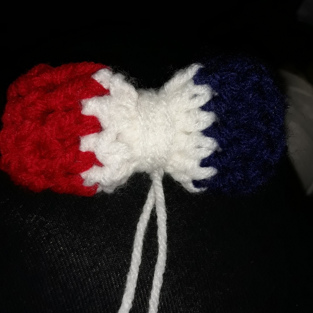 Red, white, and blue bow!